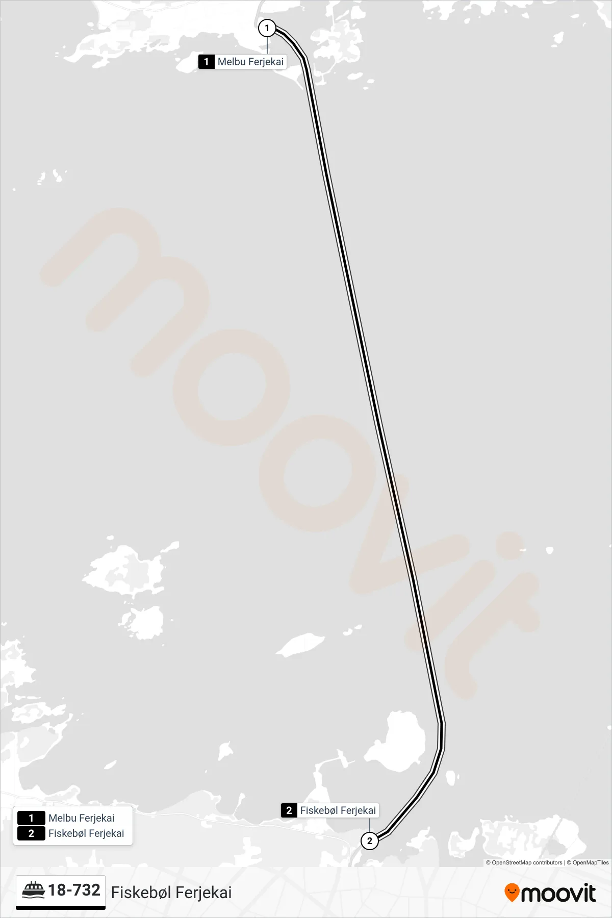 18-732 ferry Line (Fiskebøl Ferjekai) route and stops on a map