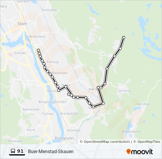 91 bus Line Map