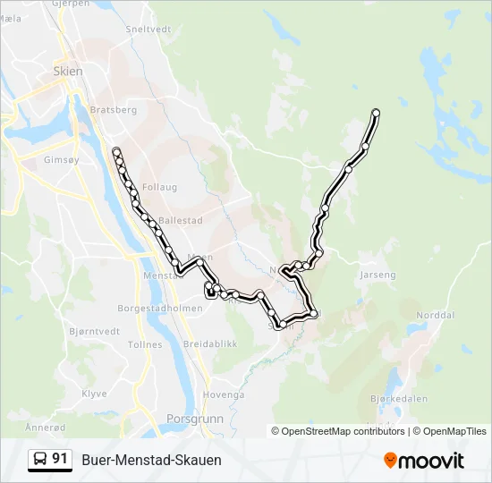 91 Bus Line Map
