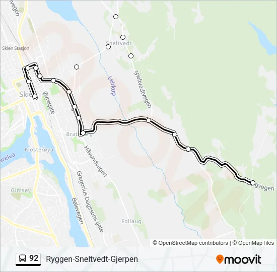 92 Bus Line Map
