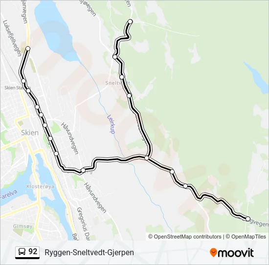 92 Bus Line Map