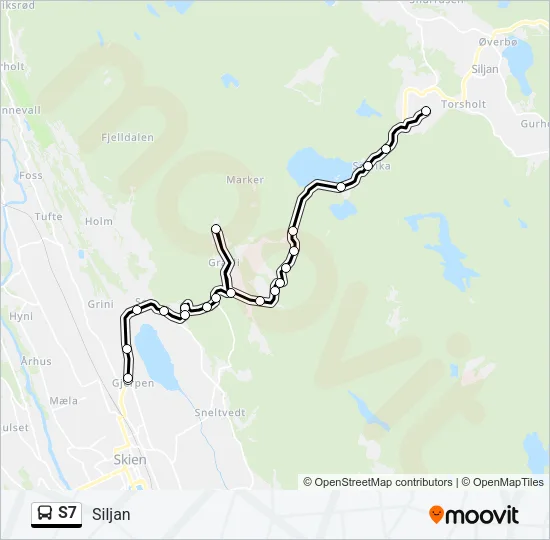 S7 buss Linjekart