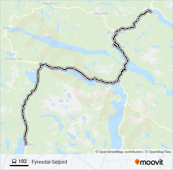 102 bus Line Map