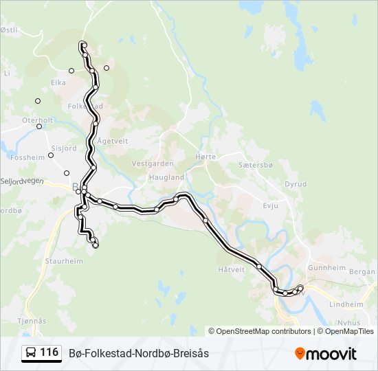 116 bus Line Map