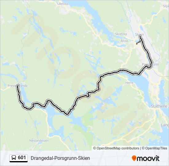 601 bus Line Map