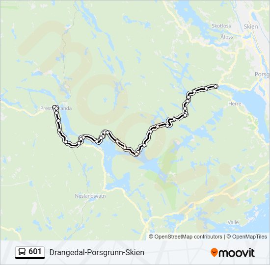 601 bus Line Map