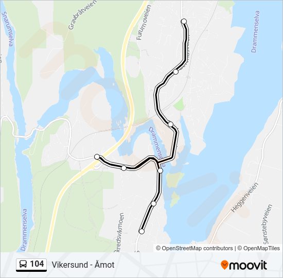 104 bus Line Map