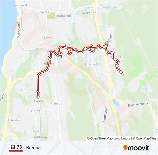 73 Bus Line Map