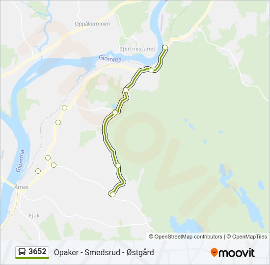 3652 bus Line Map