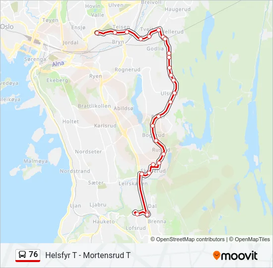 76 Bus Line Map