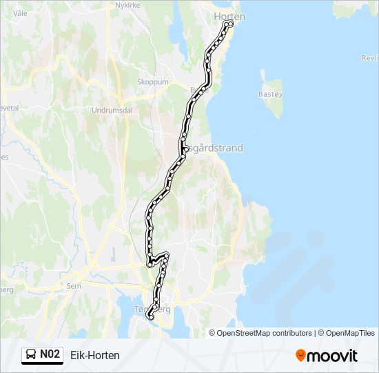 N02 bus Line Map