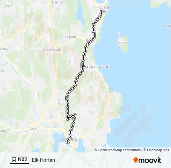 N02 Bus Line Map
