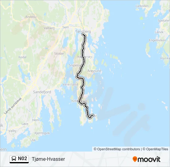 N02 Bus Line Map