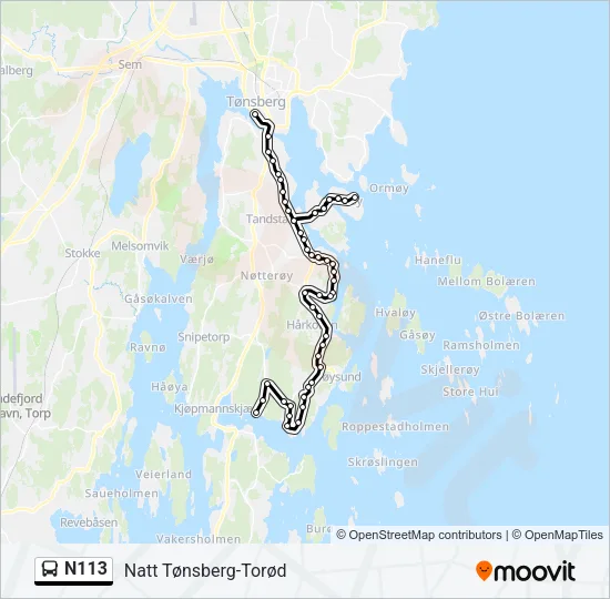 N113 Bus Line Map
