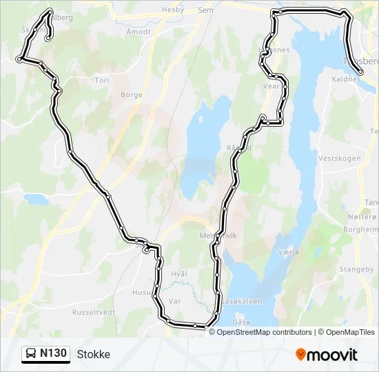 N130 Bus Line Map