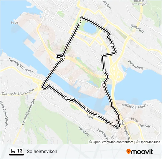 13 Bus Line Map