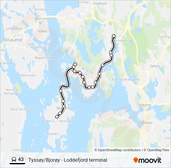 43 Bus Line Map
