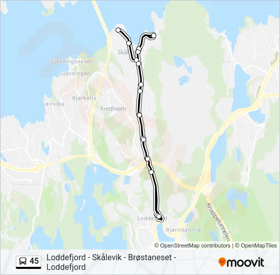45 Bus Line Map