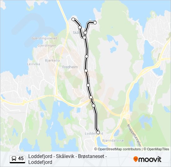 45 bus Line Map