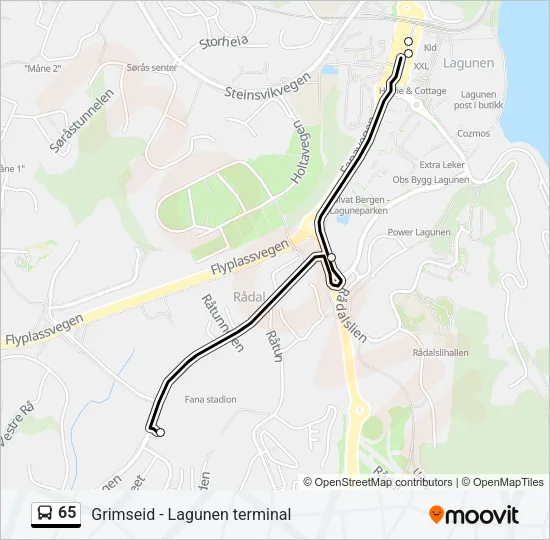 65 Bus Line Map