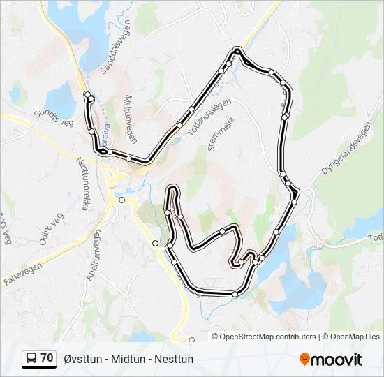 70 Bus Line Map