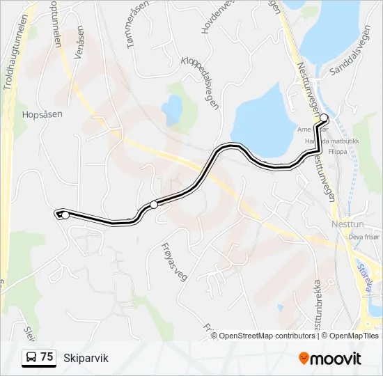 75 Bus Line Map