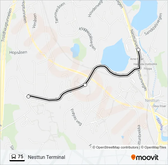 75 Bus Line Map