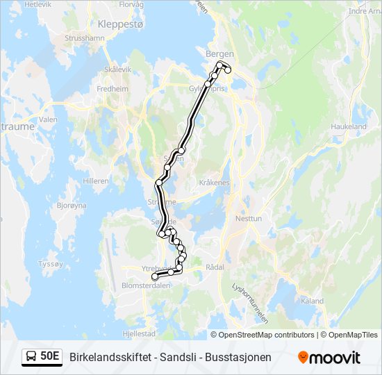 50E bus Line Map