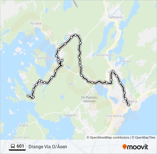 601 bus Line Map