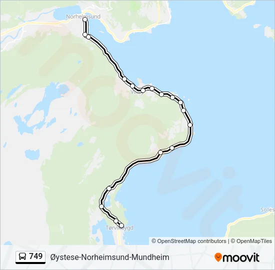 749 Bus Line Map