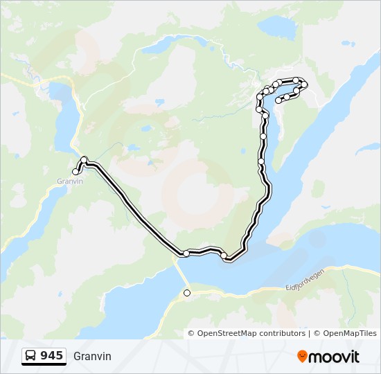 Bus 945 Route Map 945 Route: Schedules, Stops & Maps - Granvin (Updated)