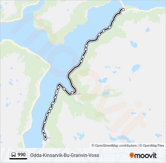 Bus 990 Route Map 990 Route: Schedules, Stops & Maps - Lofthus (Updated)