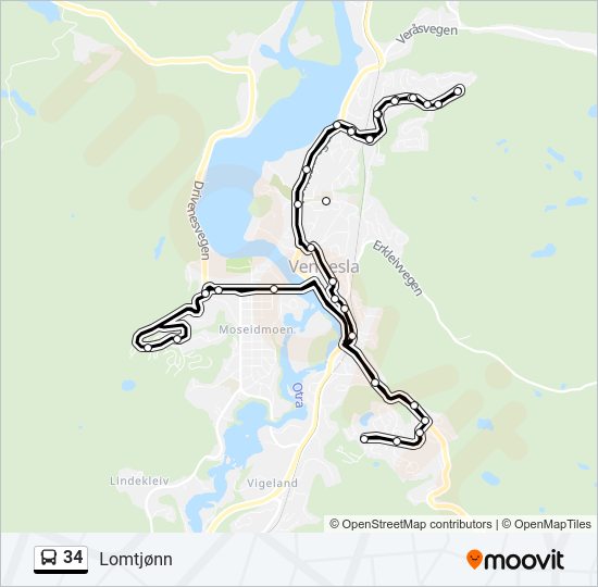 34 bus Line Map