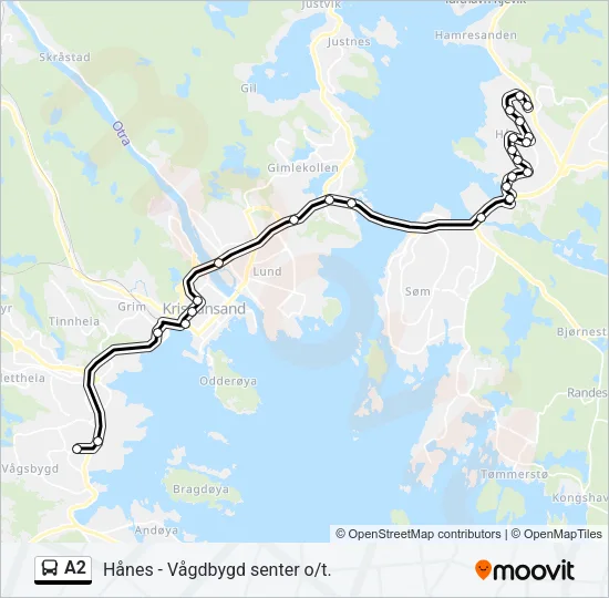 A2 Bus Line Map