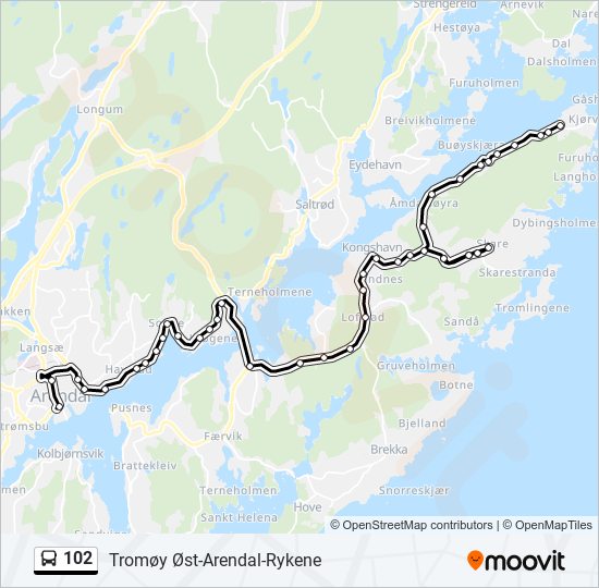 102 bus Line Map