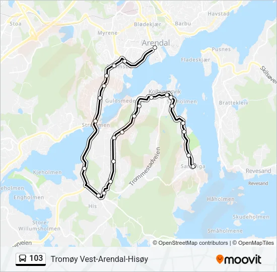 103 Bus Line Map