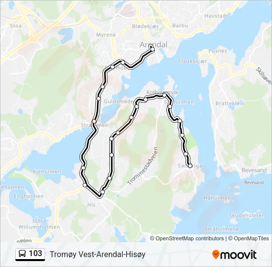 103 Bus Line Map