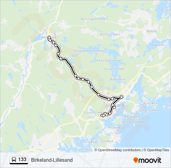 133 bus Line Map