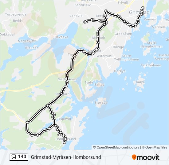 140 bus Line Map