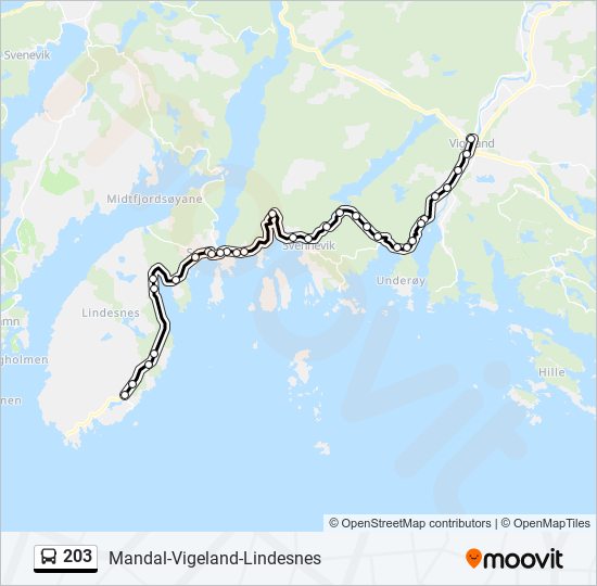 203 bus Line Map