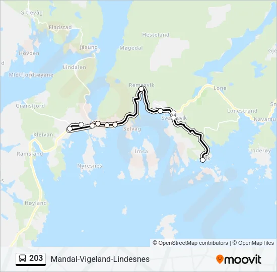 203 Bus Line Map