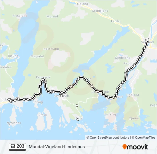 203 Bus Line Map