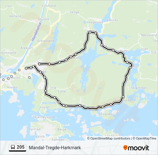205 Bus Line Map