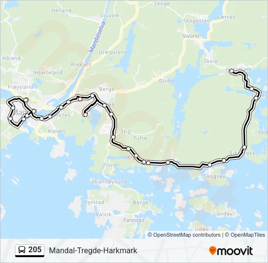 205 Bus Line Map