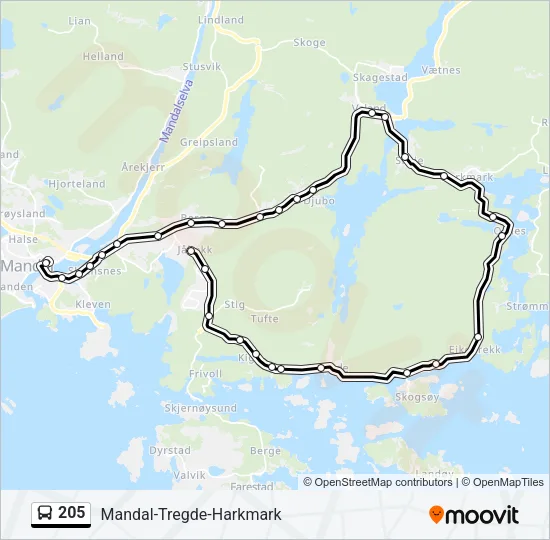 205 Bus Line Map
