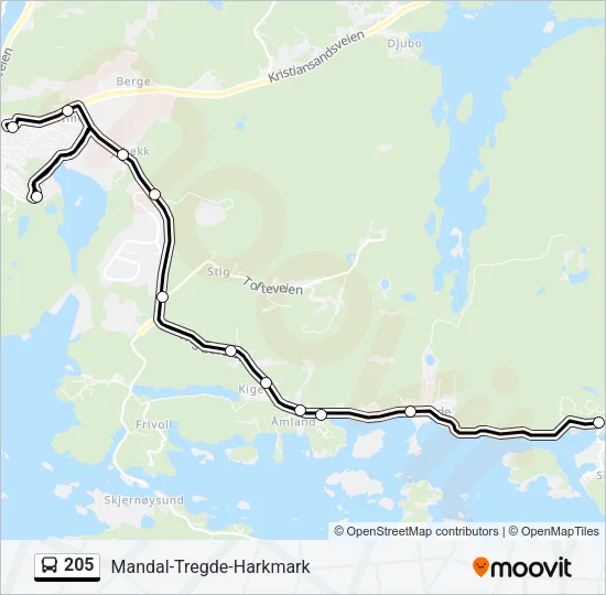 205 Bus Line Map