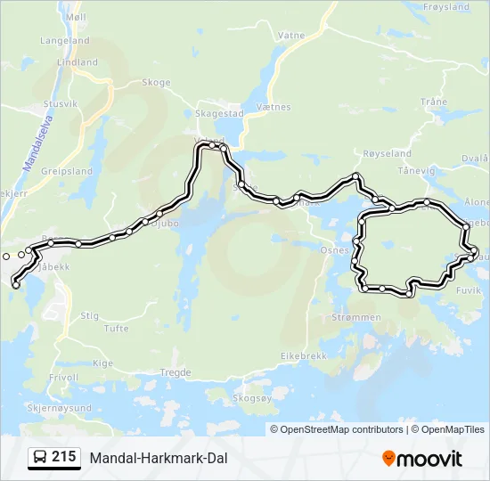 215 Bus Line Map