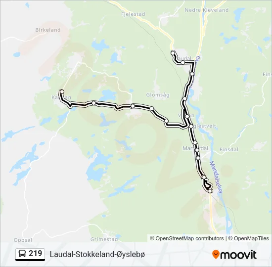 219 Bus Line Map