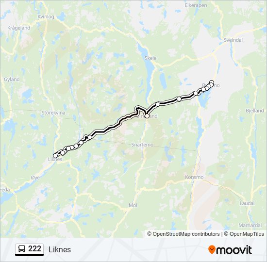 222 bus Line Map