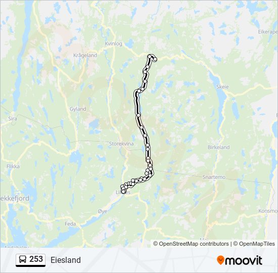 253 bus Line Map